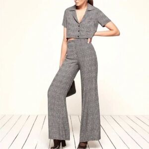 Reformation Charcoal Checkered Pantsuit